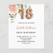 18e verjaardag roos gouden bloem - begrotingsuitno flyer (Voorkant)