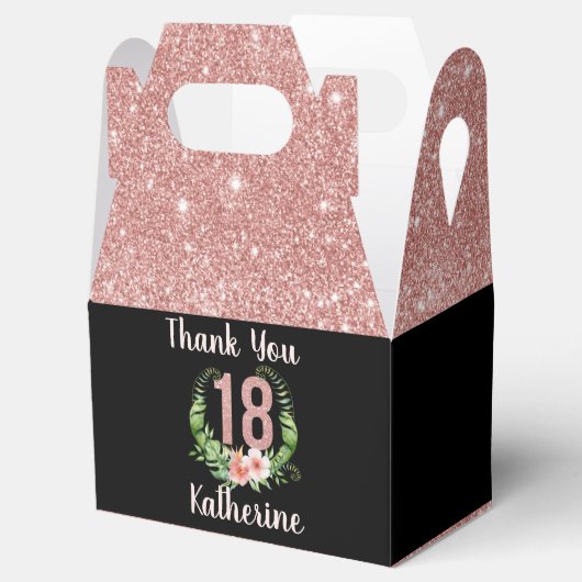 18e verjaardag roos gouden glitter dank u bedankdoosjes (Geopend)