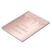 18e verjaardag roos gouden glitter druppels notitieboek (Linkerzijde)