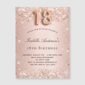 18e verjaardag roos gouden glitter magnet uitnodig (Voorkant)