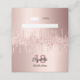 18e verjaardag roos gouden glitter roze glans plaatskaartje