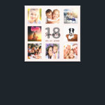 18e verjaardag roos gouden naam foto collage canvas afdruk<br><div class="desc">Een unieke 18e verjaardagsgeschenk of -hoed, die haar leven viert met een collage van 8 van je foto's. Voeg afbeeldingen van haar familie, vrienden, huisdieren, hobbies of droomreisbestemming toe. Pas een naam, leeftijd 18 en een datum aan en voeg deze toe. Grijze en zwarte gekleurde letters. Een goudkleurige achtergrond van...</div>