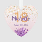 18e verjaardag roos gouden paarse bloemen ornament (voorkant)