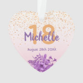 18e verjaardag roos gouden paarse bloemen ornament (achterkant)