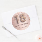 18e verjaardag roos gouden roze sterren ballonlett ronde sticker (Envelop)