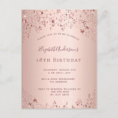 18e verjaardag roos gouden sterren uitnodiging (Voorkant)