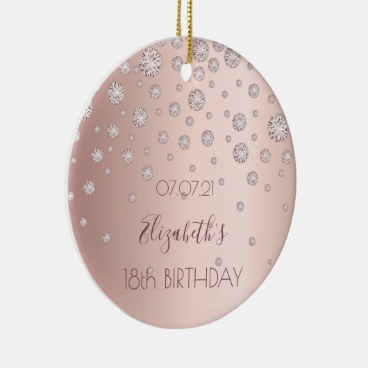 18e verjaardag rose goud diamanten glinsteren 18 keramisch ornament (Rechts)