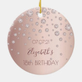 18e verjaardag rose goud diamanten glinsteren 18 keramisch ornament (Achterkant)