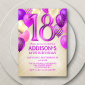 18e verjaardag roze ballonnen uitnodiging