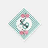 18e verjaardag roze bloemen blauwgroen groene stre servet (Hoek)