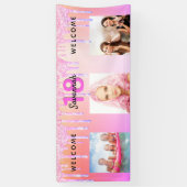 18e verjaardag roze foto glitter welkom spandoek (Verticaal)