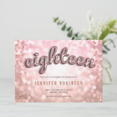 18e Verjaardag Roze Goud Blush Ballonnen Glitter Kaart (Staand voorkant)