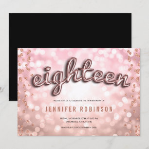 18e Verjaardag Roze Gouden Blush Ballonnen Glitter Kaart