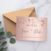 18e verjaardag roze gouden blush sterren save the briefkaart