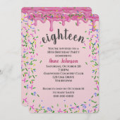 18e verjaardag roze ijsjes en strooisel kaart (Voorkant / Achterkant)