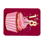 18e verjaardag - Roze koekje Magneet (Horizontaal)