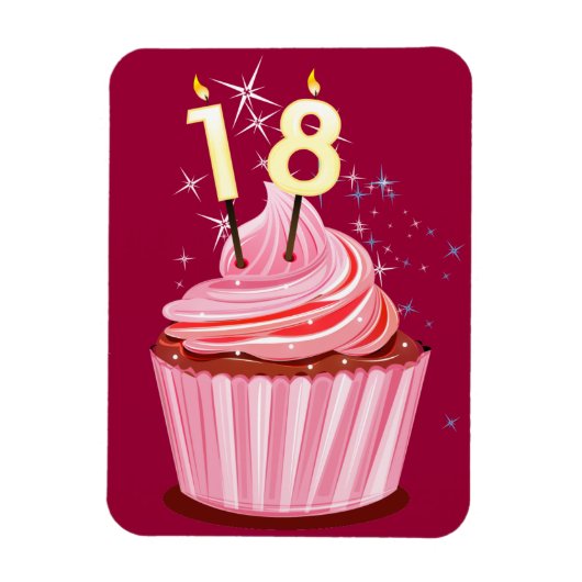 18e verjaardag - Roze koekje Magneet (Verticaal)