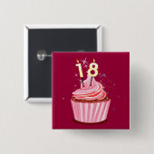 18e verjaardag - Roze koekje Vierkante Button 5,1 Cm (Voorkant /achterkant)