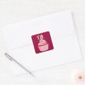 18e verjaardag - Roze koekje Vierkante Sticker (Envelop)