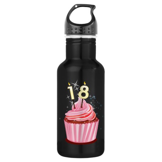 18e verjaardag - Roze koekje Waterfles (Voorkant)