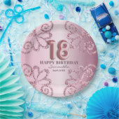 18e Verjaardag Roze Prinses Glitter Ballon Script Papieren Bordje (Feest)