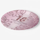 18e Verjaardag Roze Prinses Glitter Ballon Script Papieren Bordje (Gekanteld)