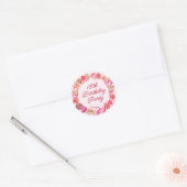 18e verjaardag roze roos swirly hart envelop ronde sticker (Envelop)