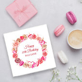 18e Verjaardag Roze Rose Swirly Heart Valentijns's Servet