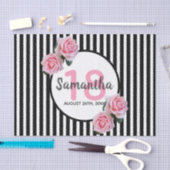 18e verjaardag roze rozen zwarte witte strepen tissuepapier (Craft)