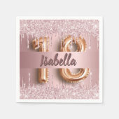 18e verjaardag roze stoffige roos glitter monogram servet (Voorkant)