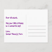 18e verjaardag: roze strepen en harten, regenboog  briefkaart (Achterkant)