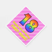 18e verjaardag: roze strepen & harten, regenboog # servet (Hoek)