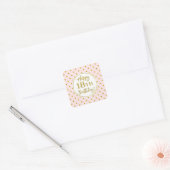 18e verjaardag Roze witte Stippen Square Sticker (Envelop)