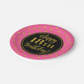 18e verjaardag Roze zwarte gouden Stippen Papieren Bordje (Gekanteld)