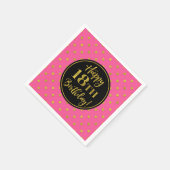 18e verjaardag Roze zwarte gouden Stippen Servet (Hoek)