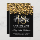 18e verjaardag Save the Date Party Sparkles Gold (Voorkant / Achterkant)