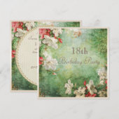 18e verjaardag Shabby Chic Hibiscus Flowers Kaart (Voorkant / Achterkant)