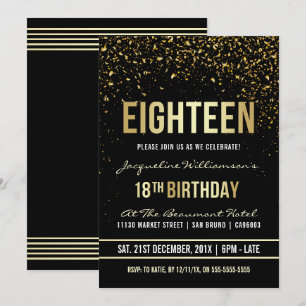18e verjaardag   Shimmering Gold Confetti Kaart