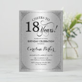 18e verjaardag - Silver Damask Kaart (Staand voorkant)
