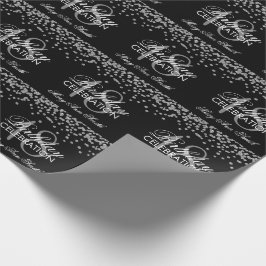 18e verjaardag Silver Faux Glitter Confetti Black Cadeaupapier