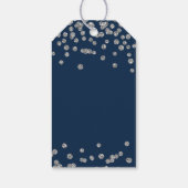 18e verjaardag Silver Faux Glitter Confetti Navy Cadeaulabel (Achterkant)