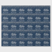 18e verjaardag Silver Faux Glitter Confetti Navy Cadeaupapier (Vlak)