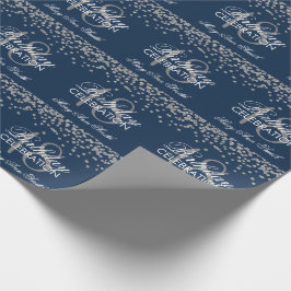 18e verjaardag Silver Faux Glitter Confetti Navy Cadeaupapier