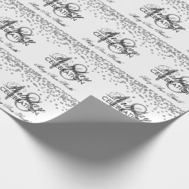 18e verjaardag Silver Faux Glitter Confetti White Cadeaupapier