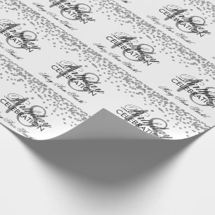 18e verjaardag Silver Faux Glitter Confetti White Cadeaupapier