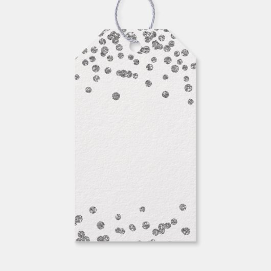 18e verjaardag Silver Faux Glitter Confetti Wit Cadeaulabel (Achterkant)