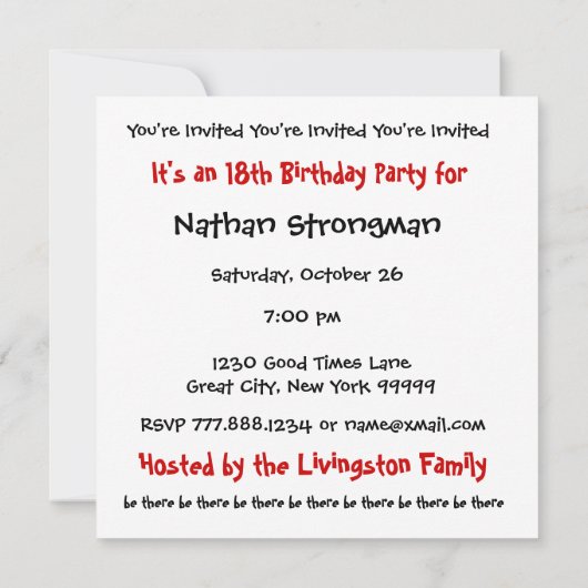 18e verjaardag Sjabloon Black White Kaart (Achterkant)