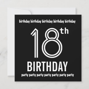 18e verjaardag Sjabloon Black White Kaart