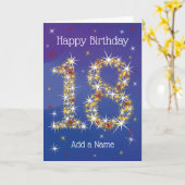18e verjaardag - Sterrennummers - blauw - 18 jaar Kaart (Gele Bloem)