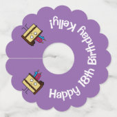 18e verjaardag taart met kaarsen chocolade ijsjes wijnglaslabel (Voorkant)